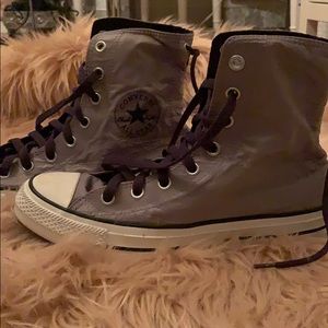 High top grey and purple converse